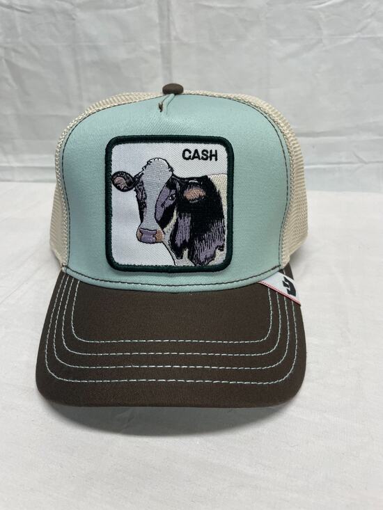 Goorin Bros Other - Goorin Bros Mint Green/Brown Cow CASH Embroidered Patch Trucker Snapback Hat NWT